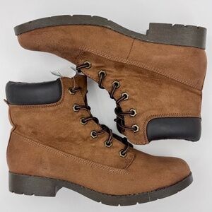 NWT American Eagle Outfitters Brown Ankle Booties Faux Suede Padded Collar Sz 9
